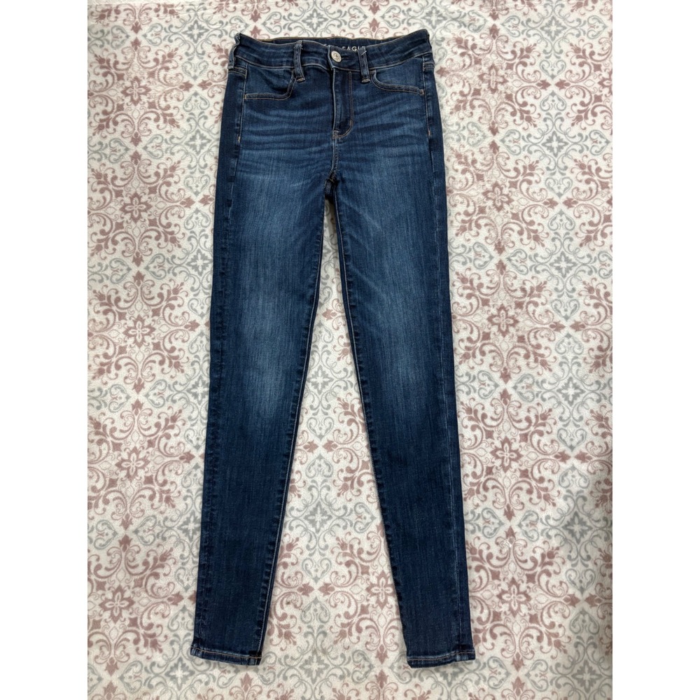 American Eagle Skinny Jeans Womens 2 Long Dark Wash Next Level Stretch Denim